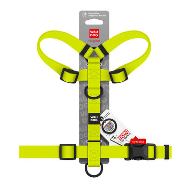WauDog (ВауДог) Magnet - Шлея для собак анатомическая водостойкая с магнитной пряжкой лимонная (Ш 20 мм, А 40-66 см, В 48-80 см) M