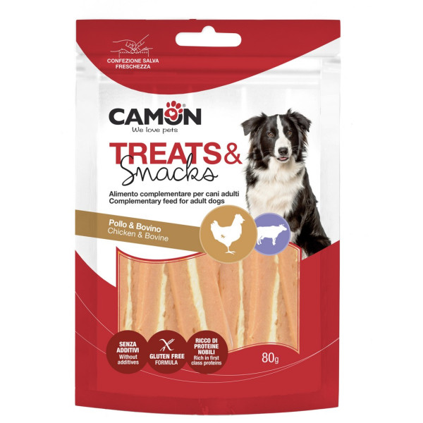 Camon (Камон) Dog Treats Jerky With Chicken&Beef Skin - Лакомство для собак джерки с курицей и говяжьей кожей 80 г