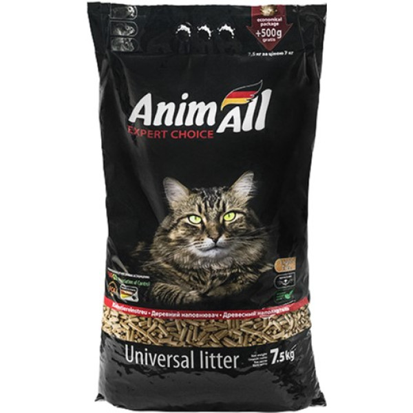 AnimAll (Энимал) - Наполнитель древесный для кошачьих туалетов без запаха 7.5 кг