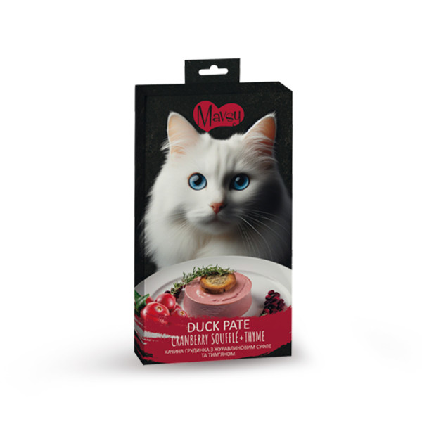 Mavsy (Мавси) Creamy Superfood Duck Pate Cranberry Souffle and Thyme - Кремовое лакомство для кошек в виде паштета из утиной грудинки, клюквенного суфле и тимьяна 5х15г