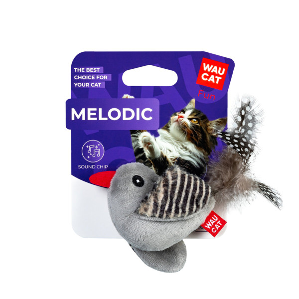 WauCat (ВауКет) Fun Melodic - Игрушка для кошек птичка со звуковым чипом 13 см