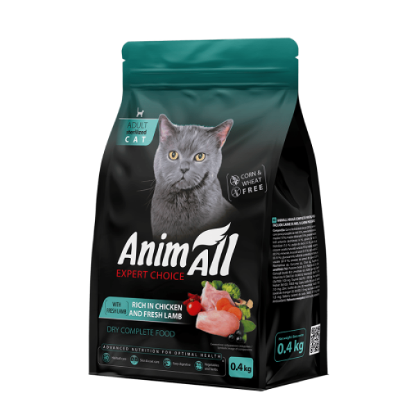 Animall (Энимал) Cat Sterilised Fresh Chicken and Lamb - Сухой корм для стерилизованных кошек со свежей курицей и ягненком 400 г