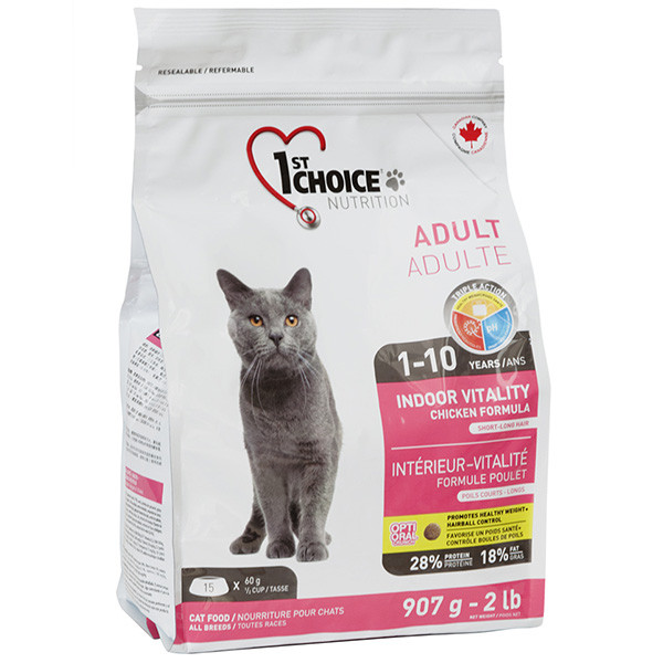 1st Choice (Фест Чойс) Cat Adult Indoor Vitality Chicken - Сухий корм для котів, що живуть у приміщенні 907 г