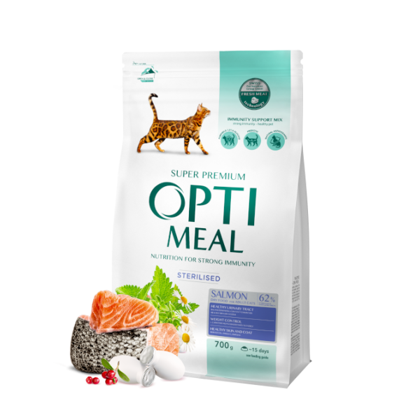 Optimeal (Оптимил) Cat Sterilised Salmon - Сухой корм для стерилизованных кошек с лососем 700 г