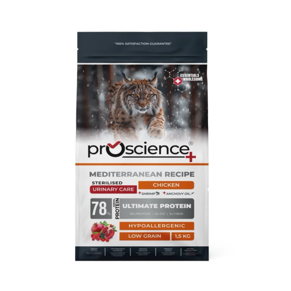 ProScience (ПроСайнс) Cat Chicken Hypoallergenic Urinary Care Sterilised Adult - Сухой гипоаллергенный корм для взрослых стерилизованных котов для ухода за мочевыводительной системой с мясом курицы 1.5 кг
