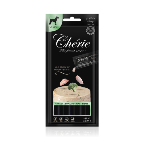 Cherie (Чері) Dog Grain Free Chicken & Broccoli Creamy Treat Adult All Breeds - Ласощі беззернові для дорослих собак усіх порід кремове пюре з м’ясом курки та броколі 4 шт. по 12 г