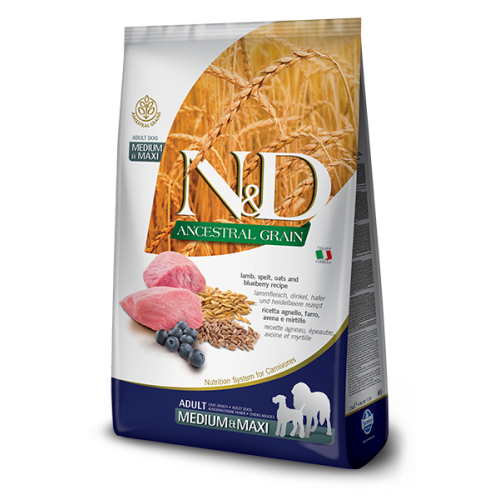 Farmina (Фарміна) Dog N&D Anсestral Grain Low Grain Lamb & Blueberry Adult Medium & Maxi - Сухий корм для дорослих собак середніх та великих порід з м’ясом ягняти та чорницею 12 кг