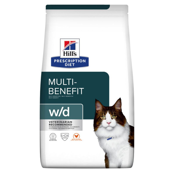 Hill’s (Хилс) Prescription Diet Cat Chicken W/D Multi-Benefit Adult - Сухой лечебный корм для взрослых котов с сахарным диабетом с мясом курицы 3 кг