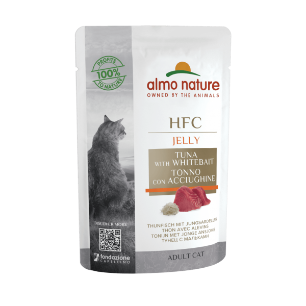Almo Nature (Альмо Натюр) HFC Cat Jelly Tuna With Whitebait - Влажный корм для кошек с тунцем и мальком 55 г