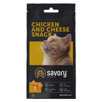 Savory (Сейвори) Snack Chicken&Cheese - Хрустящие лакомства Подушечки для прихотливых кошек, с курицей и сыром, 60 г