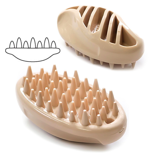 DoggyMan (Догимен) Rubber Brush - Щетка для собак и кошек с короткой шерстью силиконовая бежевая (4.3X7.5X3.5 см) S