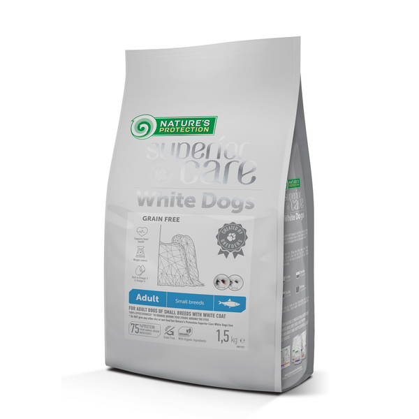 Nature\'s Protection (Натур Протекшн) Superior Care White Dogs Grain Free Adult Small & Mini Breeds Herring - Сухой корм для взрослых собак малых пород с белой шерстью 1.5 кг