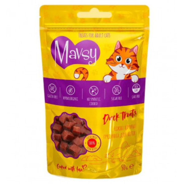 MAVSY CAT DUCK TREATS ласощі для котів з запеченої качиної грудки 50 г