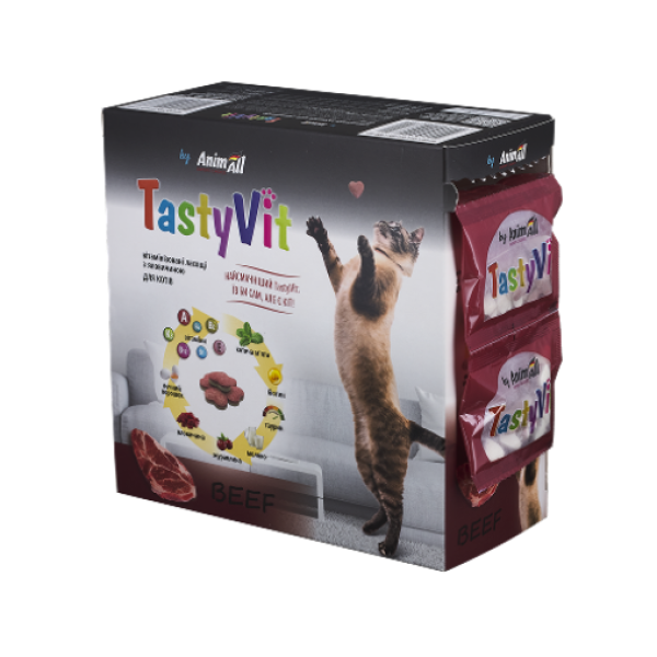 AnimAll (Энимал) TastyVit Cat Beef - Витаминизированное лакомство для кошек с говядиной 600 шт.