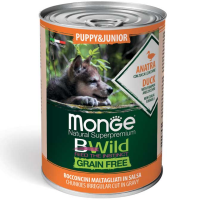 Monge (Монж) Bwild Puppy&Junior Grain Free Anatra - Влажный корм для щенков всех пород беззерновой с уткой и кабачками 400 г