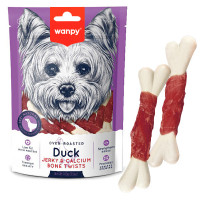 Wanpy (Ванпи) Duck Jerky & Calcium Bone Twists Dog - Лакомство для собак, кость с вяленой уткой и кальцием 100 г