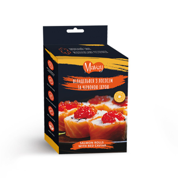 Mavsy (Мавси) Dog Refined Jerky Salmon Rolls With Red Caviar - Лакомое лакомство для собак филадельфия с лососем и красной икрой 100 г