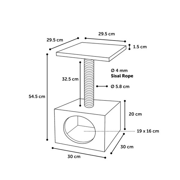 Flamingo (Фламинго) Scratching tree Sassiere Beige & Ecru - Домик когтеточка для котов 30х30х54.5 см, бежевый