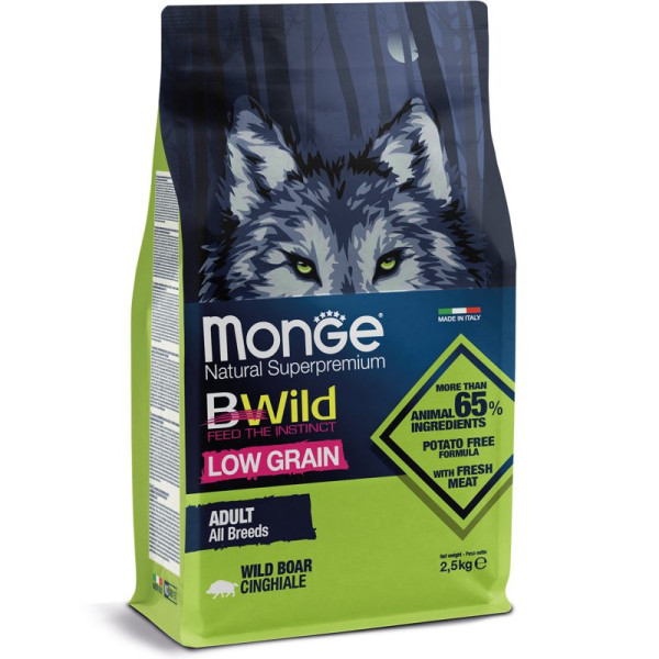 Monge (Монж) BWild Dog Low Grain Boar Adult All Breeds - Сухой корм для взрослых собак всех пород с мясом кабана 2.5 кг