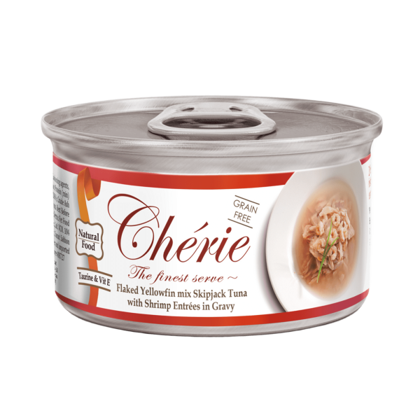 Cherie (Чери) Cat Grain Free Tuna & Shrimp All Life Stages - Влажный беззерновой корм для котов всех возрастов кусочки в соусе с мясом тунца и креветками 80 г