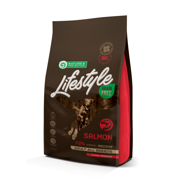 Nature\'s Protection (Нэйчер Протекшн) Lifestyle Grain Free Salmon Adult All Breeds - Сухой беззерновой корм для собак всех пород с лососем 1.5 кг