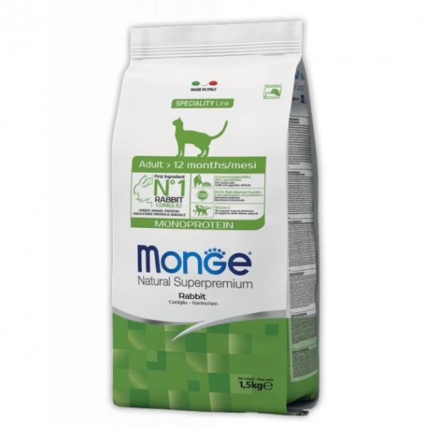Monge (Монж) Cat Adult Monoprotein Rabbit - Сухий монопротеїновий корм для дорослих котів з кроликом 1.5 кг
