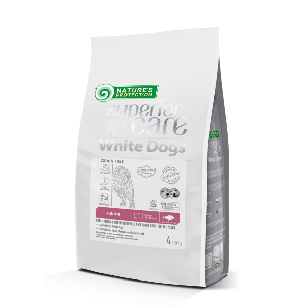 Nature\'s Protection (Натур Протекшн) Superior Care White Dogs Grain Free White Fish Junior All Sizes - Сухой беззерновой корм для юниоров с белой шерстью всех размеров с белой рыбой 4 кг