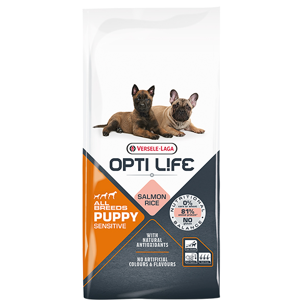 Opti Life (Опти Лайф) Puppy Sensitive With Salmon - Сухой корм для щенков всех пород с лососем 12.5 кг