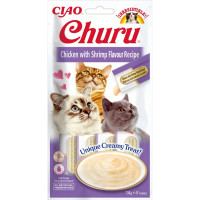 INABA (Инаба) Cat Churu Mousse With Chicken&Shrimps - Лакомство для кошек сливочный мусс в стиках с курицей и креветками 56 г