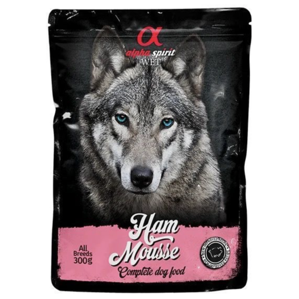 Alpha Spirit Ham Mousse Dog - Полнорационный влажный корм с ветчиной для взрослых собак 300 г