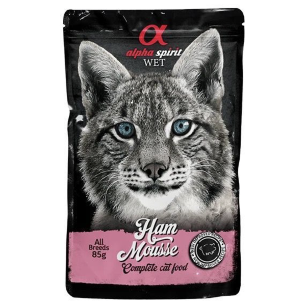 Alpha Spirit Ham Mousse Cat - Полнорационный влажный корм с ветчиной для взрослых кошек 85 г