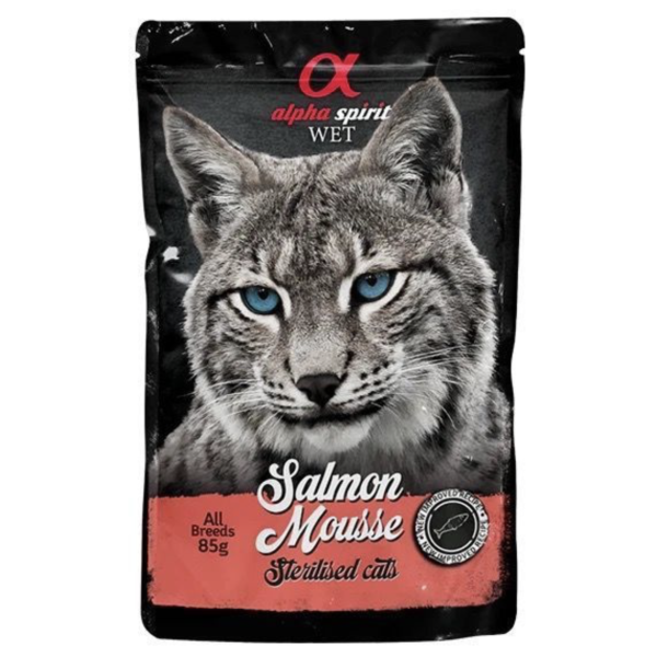 Alpha Spirit Pouch Salmon Mousse Sterilized Cat - Полнорационный влажный корм с лососем для стерилизованных взрослых кошек 85 г