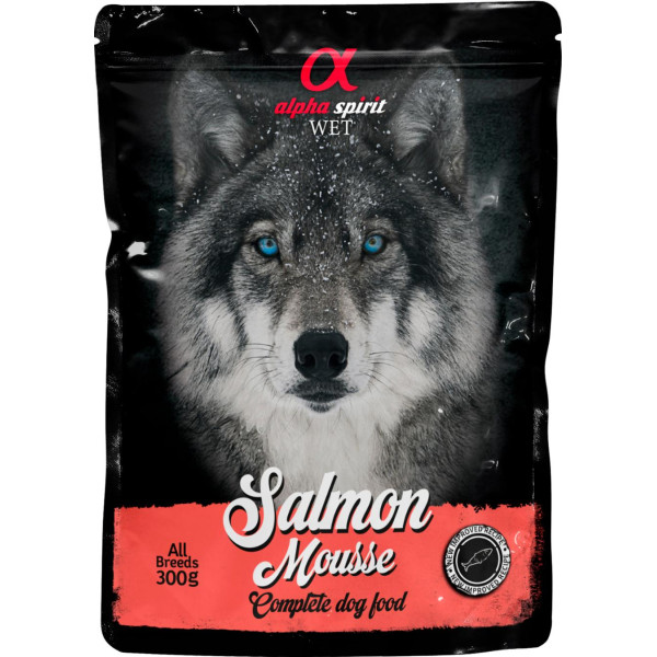 Alpha Spirit Pouch Salmon Mousse Dog - Полнорационный влажный корм с лососем для взрослых собак 300 г