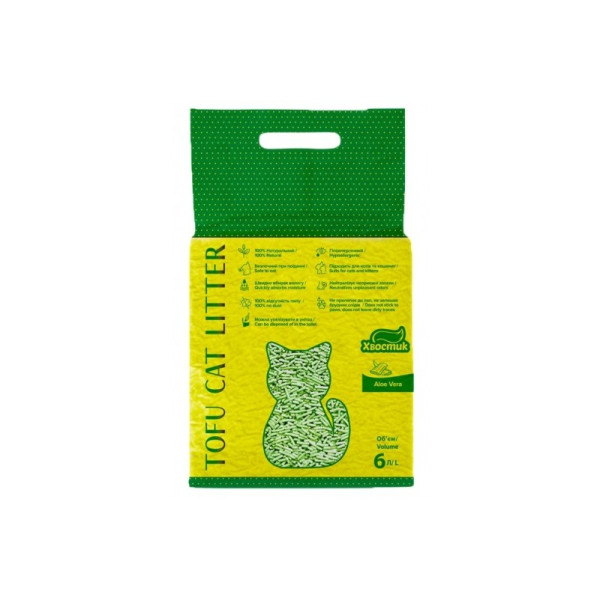 Хвостик - Наполнитель для кошачьих туалетов соевый с алоэ вера 6 л
