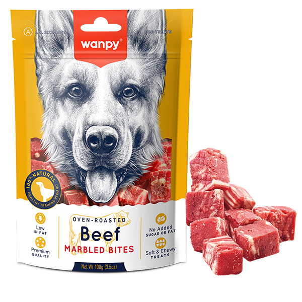 Wanpy (Ванпи) Dog Beef Marbled Bites - Лакомство для собак, мраморная говядина кусочки 100 г
