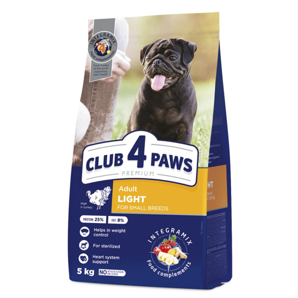 Club 4 Paws (Клуб 4 Лапы) Dog Premium Light Small Breeds Chicken - Сухой корм для собак мелких пород склонных к ожирению с курицей 5 кг