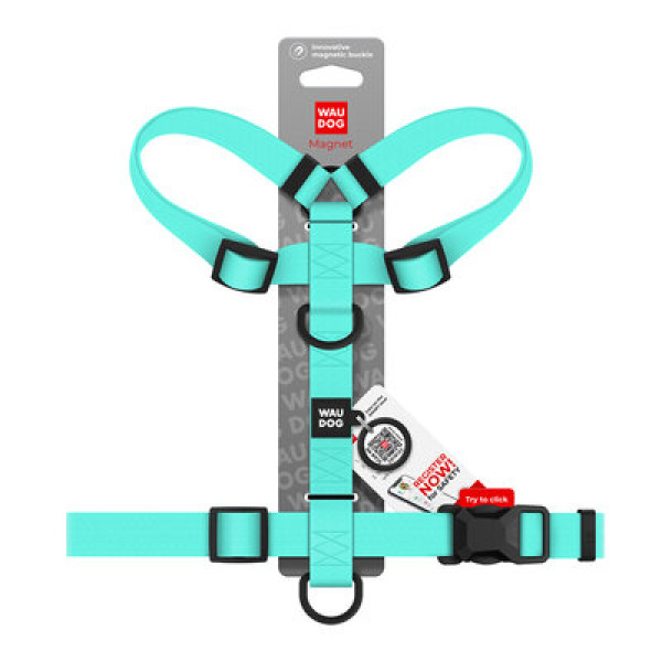 WauDog (ВауДог) Magnet - Шлея для собак анатомическая водостойкая с магнитной пряжкой тиффани (Ш 25 мм, А 50-85 см, В 61-100 см) L