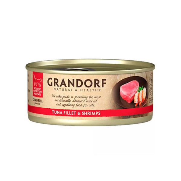 Grandorf (Грандорф) Grain Free Formula Tuna Fillet & Shrimps - Влажный беззерновой корм для котов тунец с креветками 70 г