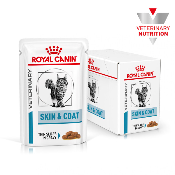 Royal Canin (Роял Канин) Cat Skin & Coat Adult Poultry - Влажный корм для взрослых котов для поддержания здоровья кожи при дерматозах и чрезмерном выпадении шерсти с мясом птицы 85 г