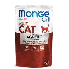 Monge (Монж) Grill Cat Grain Free Lamb Jelly Adult - Вологий беззерновий корм для дорослих котів шматочки в желе з м’ясом ягняти 85 г