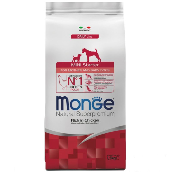 Monge (Монж) Dog Chicken & Rice Starter Mother & Baby Mini - Сухой корм для щенков и взрослых беременных собак мелких пород с мясом курицы и рисом 1.5 кг