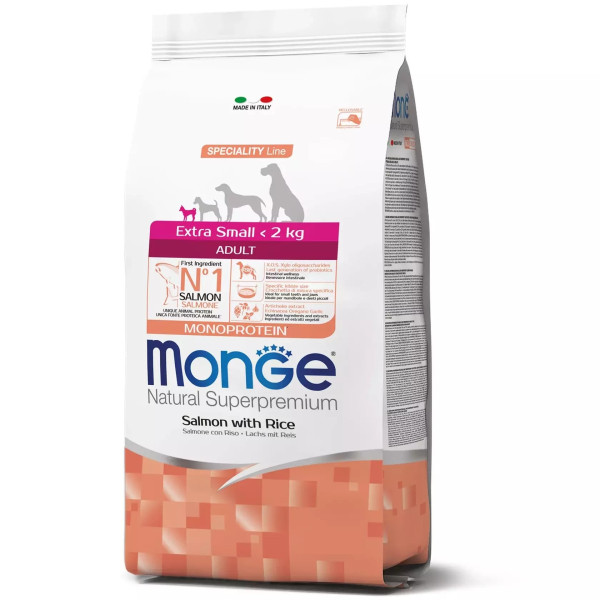 Monge (Монже) Extra Small Adult Salmone and Rice - Сухий корм для дорослих собак мініатюрних порід з лососем і рисом 0.8 кг