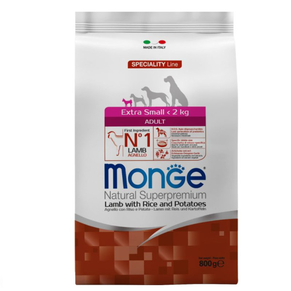 Monge (Монж) Dog Lamb & Potatoes Adult X-Small - Сухий корм для дорослих собак мініатюрних порід з м’ясом ягняти та рисом 800 г