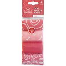 Hippie Pet Waste Bags Rose Scented- Пакети для прибирання за тваринами аромат троянди 4х15 шт