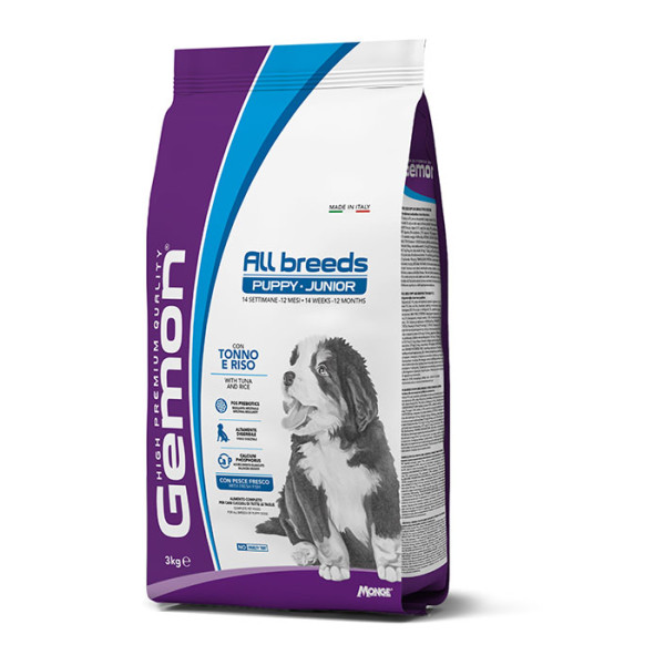 Gemon (Джемон) Dog Tuna & Rice Puppy & Junior All Breeds - Сухой корм для щенков всех пород с мясом тунца и рисом 3 кг