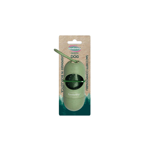 Inodorina Green Dispenser + Bio Sachets - Диспенсер с биоразлагаемыми пакетами для собак 1 шт