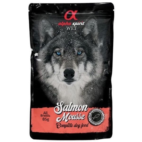 Alpha Spirit Pouch Salmon Mousse Dog - Полнорационный влажный корм с лососем для взрослых собак 85 г