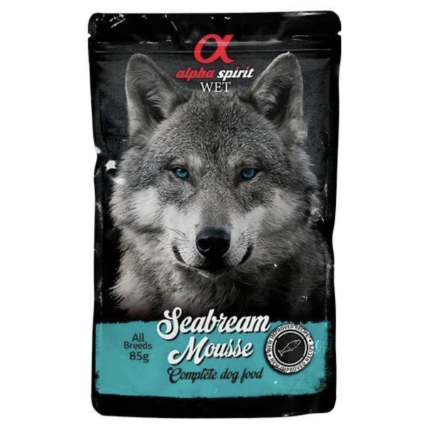 Alpha Spirit Pouch Sea Bream Mousse Dog - Полнорационный влажный корм с дорадой для взрослых собак 85 г