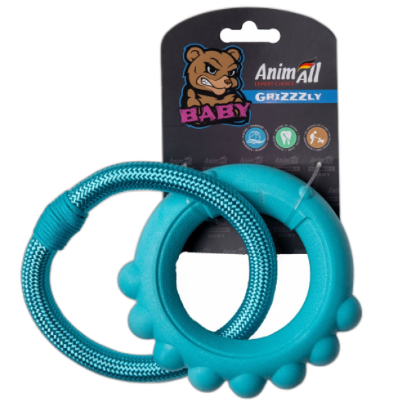 AnimAll (Энимал) GrizZzly Baby Осьминог с канатом Мятная - Игрушка для собак 13.5Х12.8Х2.6 см