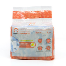 Misoko&Co (Мисоко&Ко) Disposable Diapers For Male Dogs With Moisture Indicator Lemon Scent & Puppy Print - Одноразовые подгузники для кобелей средних пород с индикатором влажности и ароматом лимона с изображением щенков М 12 шт.